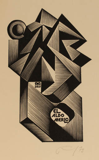 Exlibris by Anatolij Kalaschnikow from Russia for Aldo Merlo - Abstract 