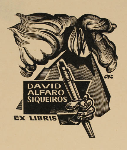 Exlibris by Anatolij Kalaschnikow from Russia for David Alfaro Siqueiros - 