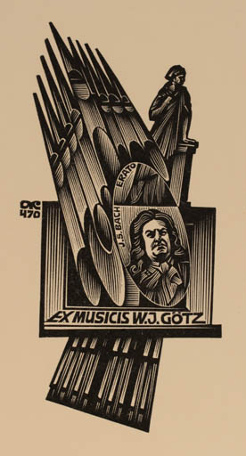 Exlibris by Anatolij Kalaschnikow from Russia for W. J. Götz - Ex Mucika Music 