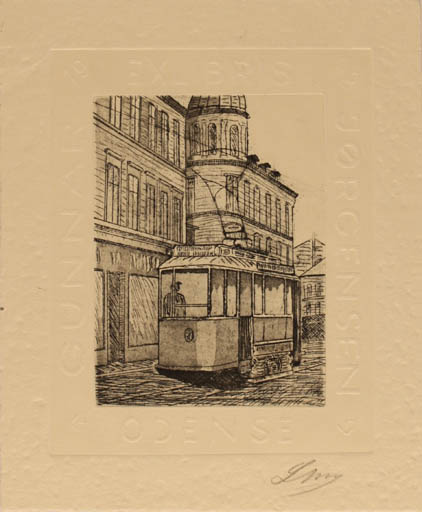 Exlibris by Lorentz May from Denmark for Gunnar Jørgensen - Train 