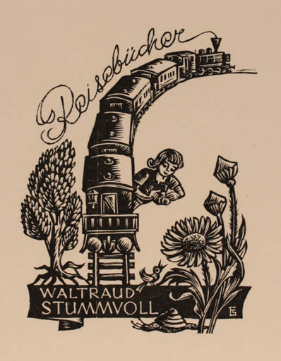 Exlibris by Franz Stummvoll from Austria for Waltraud Stummvoll - Train 