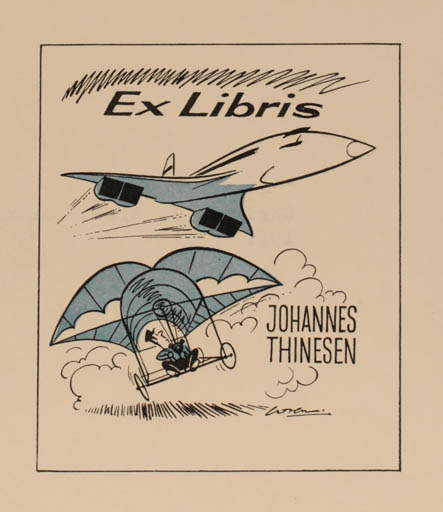 Exlibris by Chris E.A. Wren from Great Britain for Johannes Thinesen - Aircraft 