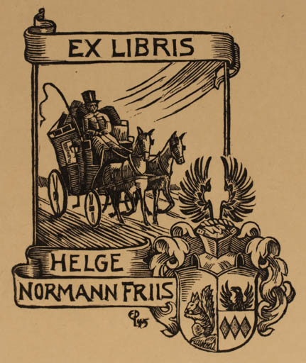 Exlibris by Edmund Peter from Denmark for Helge Normann Friis - Horse 