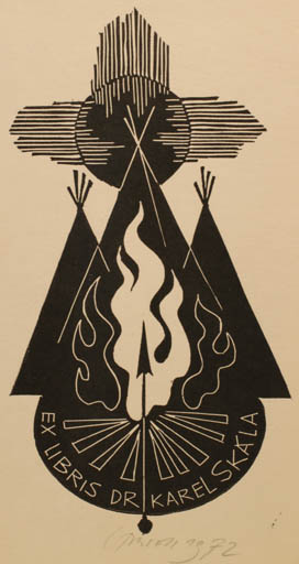 Exlibris by Ladislav Rusek from Czech Republic for Dr. Karel Skala - 