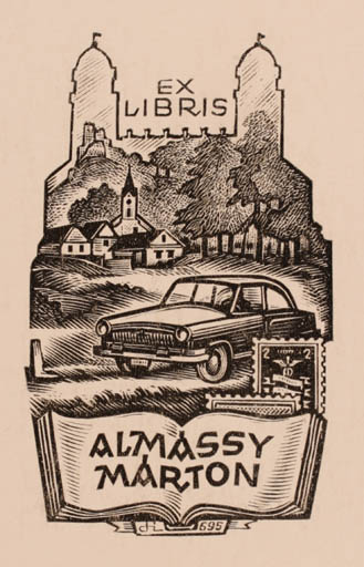 Exlibris by Istvàn Drahos from Hungary for Almassy Marton - Car 