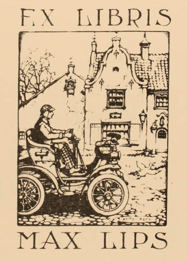 Exlibris by Anton Pieck from Netherland for Max Lips - Architecture Car 