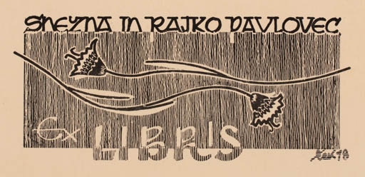 Exlibris by Vilko Cekuta from Canada for Dr. Rajko Pavlovec - Flora 