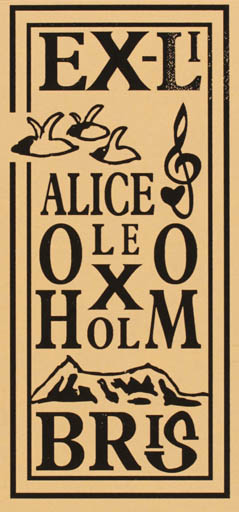 Exlibris by Ole Oxholm from Denmark for Alice & Ole Oxholm - Mountain Bird 