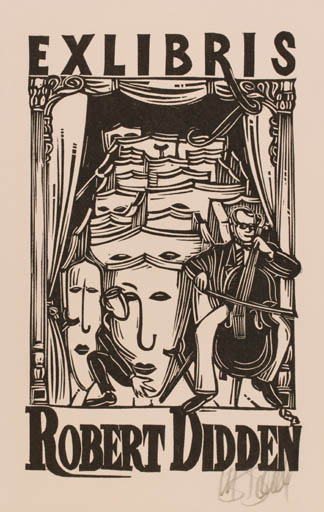 Exlibris by Utz Benkel from Germany for Robert Didden - Music Theater/Cirkus 