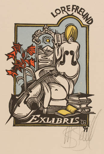 Exlibris by Utz Benkel from Germany for Lore Freund - Book Music 