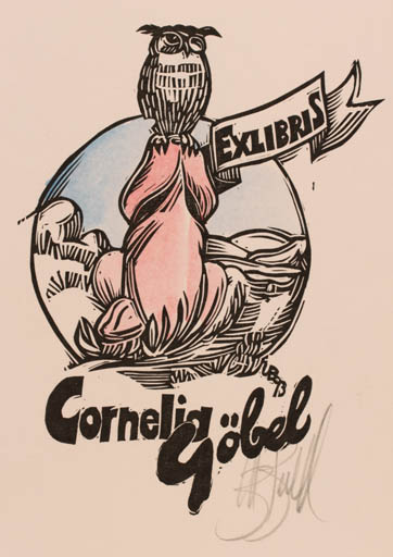 Exlibris by Utz Benkel from Germany for Cornelia Göbel - Erotica Bird Owl 