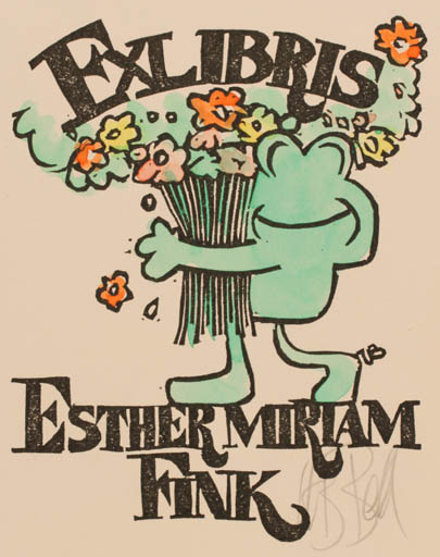 Exlibris by Utz Benkel from Germany for Esther Miriam Fink - Flower 