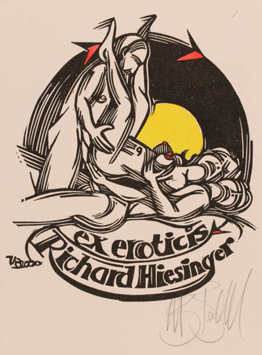 Exlibris by Utz Benkel from Germany for Richard Hiesinger - Erotica Ex Erotica 