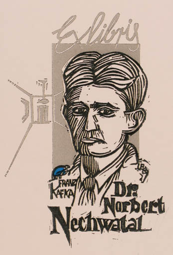 Exlibris by Utz Benkel from Germany for Dr. Nobert Nechwatal - Portrait 