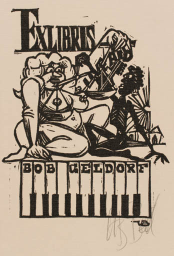 Exlibris by Utz Benkel from Germany for Bob Geldorf - Music 