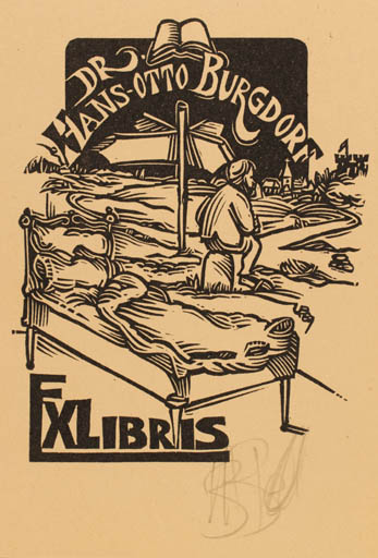 Exlibris by Utz Benkel from Germany for Hans-Otto Burgdorf - Man 