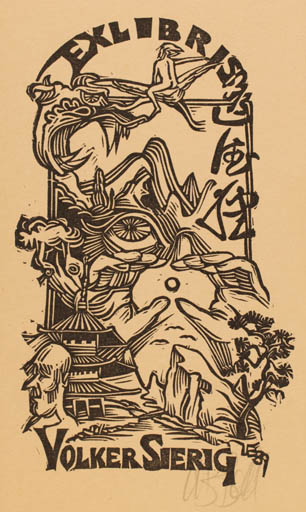 Exlibris by Utz Benkel from Germany for Volker Sierig - Surrealism 