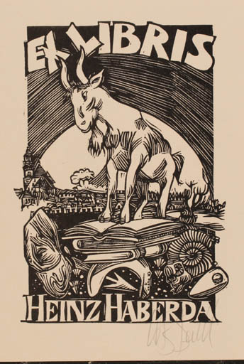 Exlibris by Utz Benkel from Germany for Heinz Haberda - Book City 