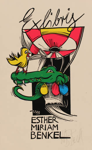 Exlibris by Utz Benkel from Germany for Esther Miriam Benkel - Fairytale/fable Fauna 