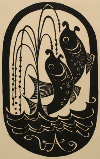 Exlibris by Ladislav Rusek from Czech Republic for ? V. A. - Fish 