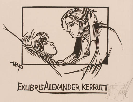 Exlibris by Utz Benkel from Germany for Alexander Kerrutt - Couple 