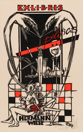 Exlibris by Utz Benkel from Germany for Dr. Hermann Wiese - 