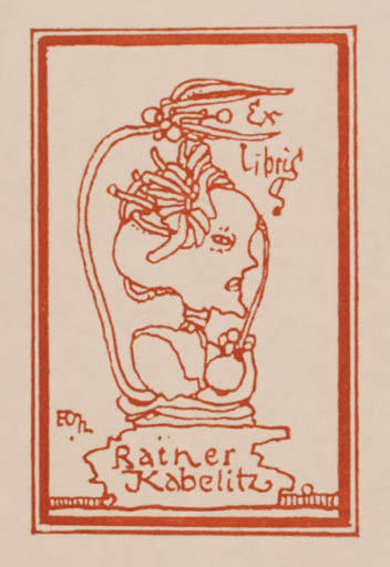 Exlibris by Horst Hussel from Germany for Rainer Kabelitz - Woman 