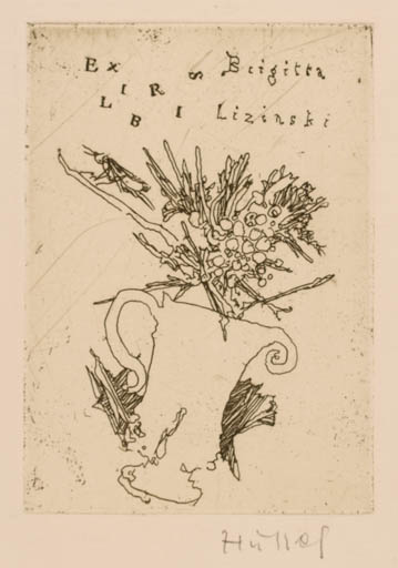 Exlibris by Horst Hussel from Germany for Brigitta Lizinski - Flower 