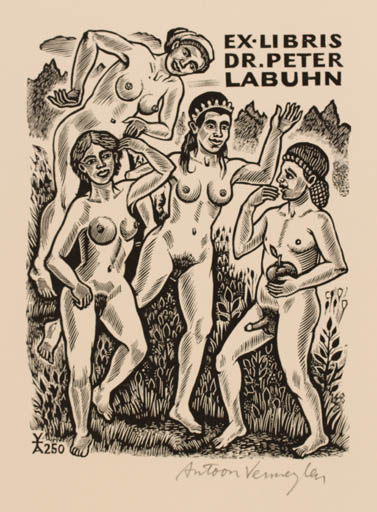 Exlibris by Antoon Vermeylen from Belgium for Dr. Peter Labuhn - Mythology Nude 