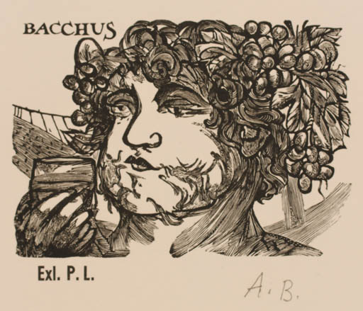 Exlibris by Andreas Brylka from Germany for Dr. Peter Labuhn - Mythology Portrait Wine 