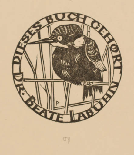 Exlibris by Ottmar Premstaller from Austria for Dr. Peter Labuhn - Bird 