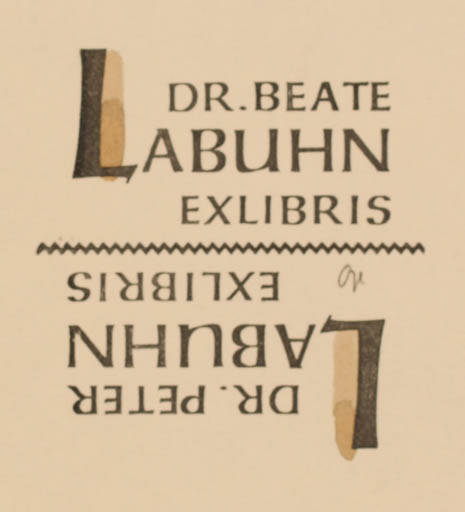 Exlibris by Ottmar Premstaller from Austria for Dr. Peter Labuhn - Text/Writing 