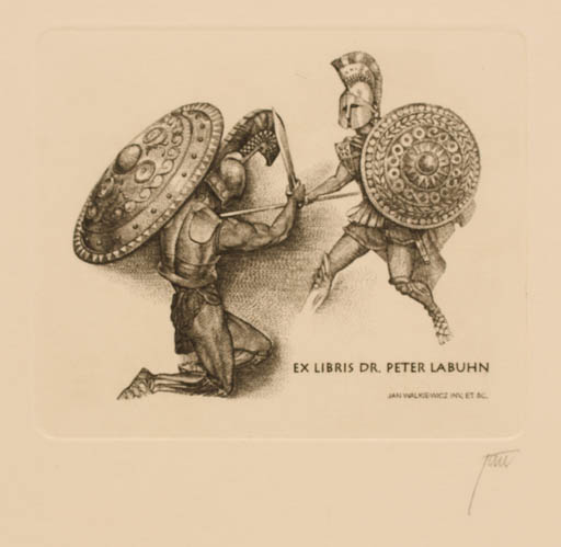 Exlibris by Jan Walkiewicz from Poland for Dr. Peter Labuhn - Classical antiquity Military/War 