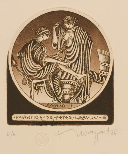 Exlibris by Jerzy Waygart from Poland for Dr. Peter Labuhn - Classical antiquity Mythology 