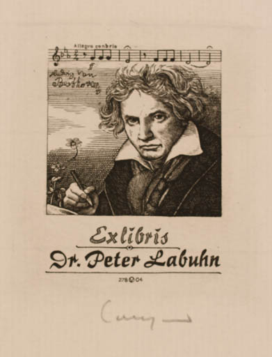 Exlibris by Oswin Volkamer from Germany for Dr. Peter Labuhn - Historical Person Music Portrait 