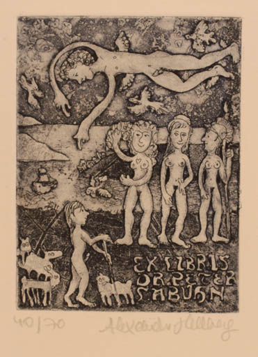 Exlibris by Alexandra von Hellberg from Italy for Dr. Peter Labuhn - Mythology 