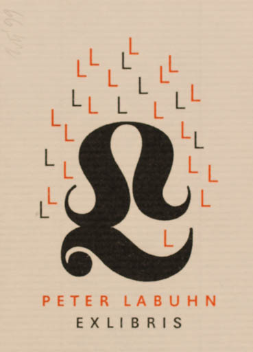 Exlibris by G, Wunderlich from Germany for Dr. Peter Labuhn - Text/Writing 