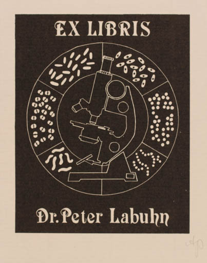 Exlibris by Alma Petz from Austria for Dr. Peter Labuhn - Science 