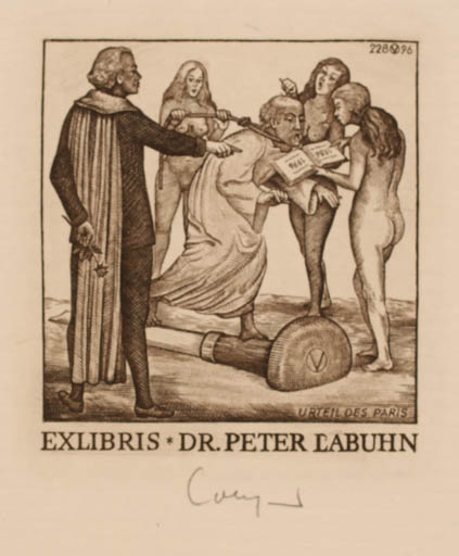 Exlibris by O Voklamer from Germany for Dr. Peter Labuhn - Mythology 