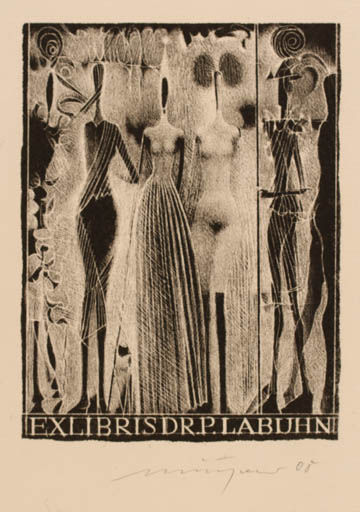 Exlibris by R Münzner from Germany for Dr. Peter Labuhn - Mythology 