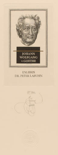 Exlibris by Lembit Löhmus from Estonia for Dr. Peter Labuhn - Historical Person Portrait 