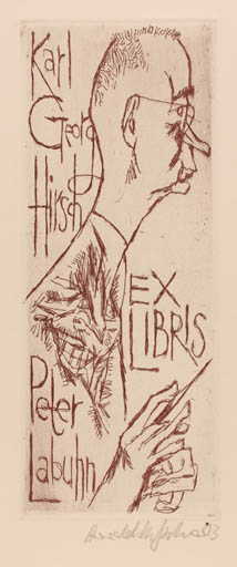 Exlibris by H Kretzschmar from Germany for Dr. Peter Labuhn - Man Portrait 