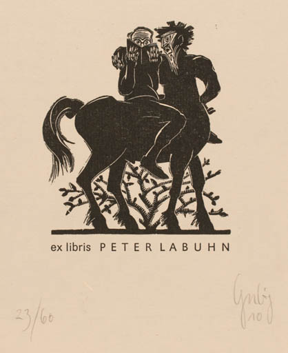 Exlibris by M Gubig from Germany for Dr. Peter Labuhn - Fable Animal 