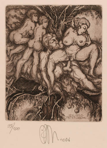 Exlibris by Ruslan Agirba from Ukraine for Dr. Peter Labuhn - Erotica Mythology Nude 