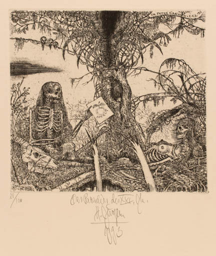 Exlibris by Harry Jürgens from Germany for Dr. Peter Labuhn - Adam and Eve Death 