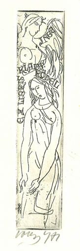 Exlibris by Evald Okas from Estonia for Klaus & Inge Rödel - Woman 