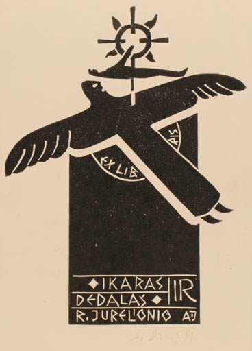 Exlibris by Algirdas Indrasius from Lithuania for R. Jurelionio - Mythology 