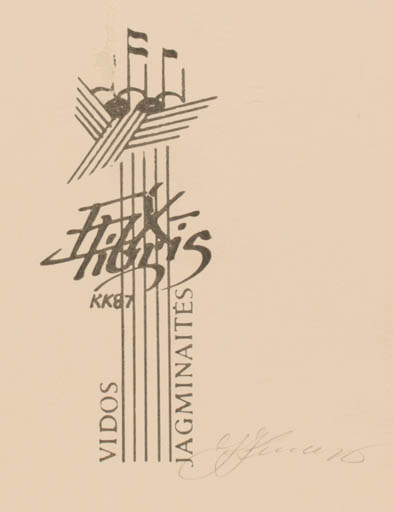 Exlibris by Kostas Katkus from Lithuania for Vidos Jagminaites - Abstract 