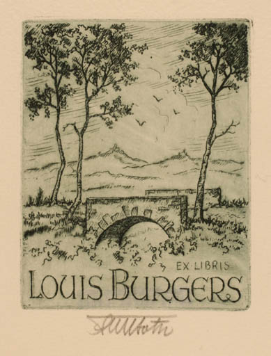 Exlibris by Fritz Bötel from Germany for Louis Burgers - Scenery/Landscape 