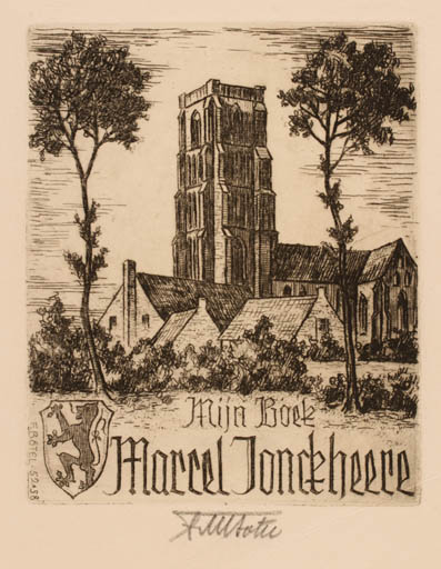 Exlibris by Fritz Bötel from Germany for Marcel Jonckheere - Architecture Church 